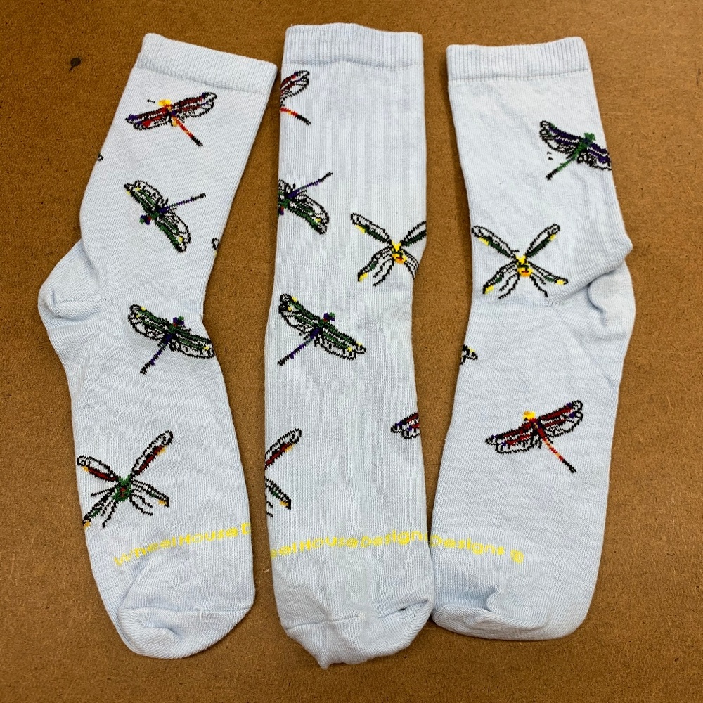 Dragonflies on Light Blue Socks - 12 Pairs